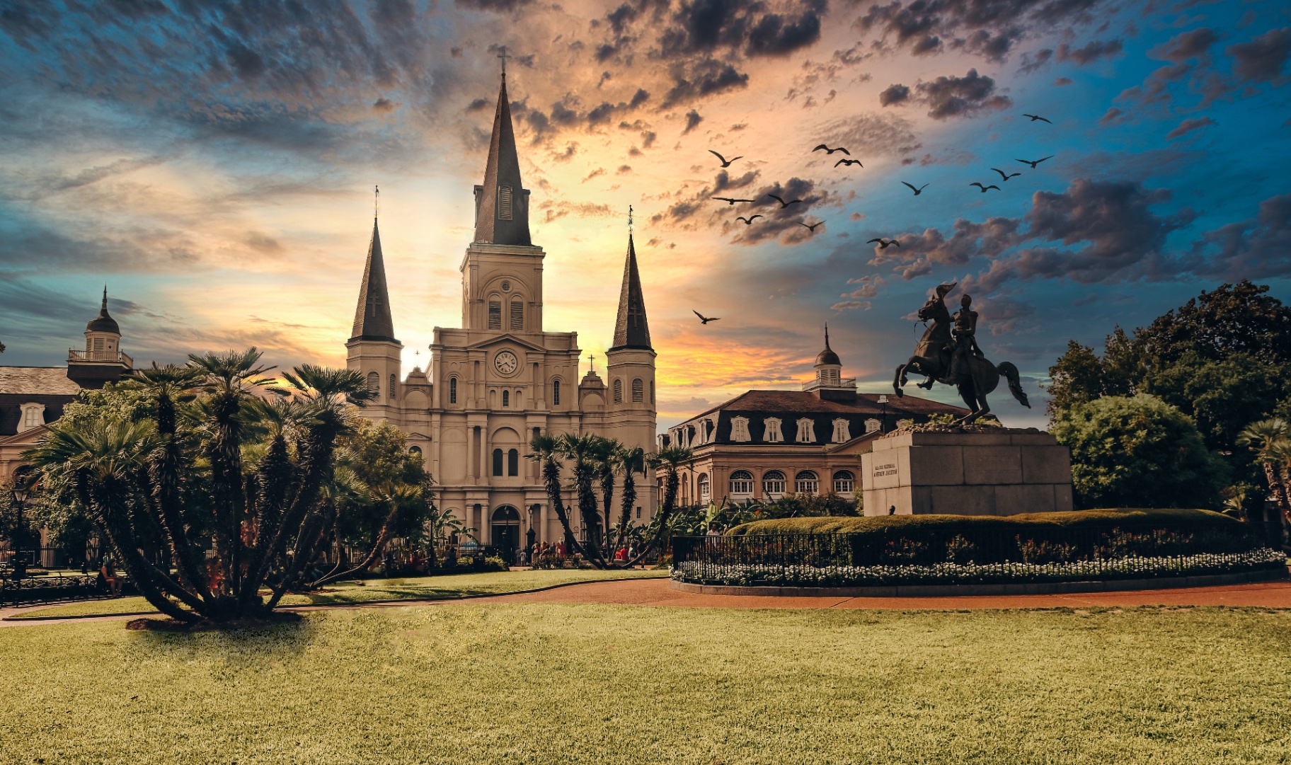 Smart Media videographer filming in the New Orleans French Quarter at dusk